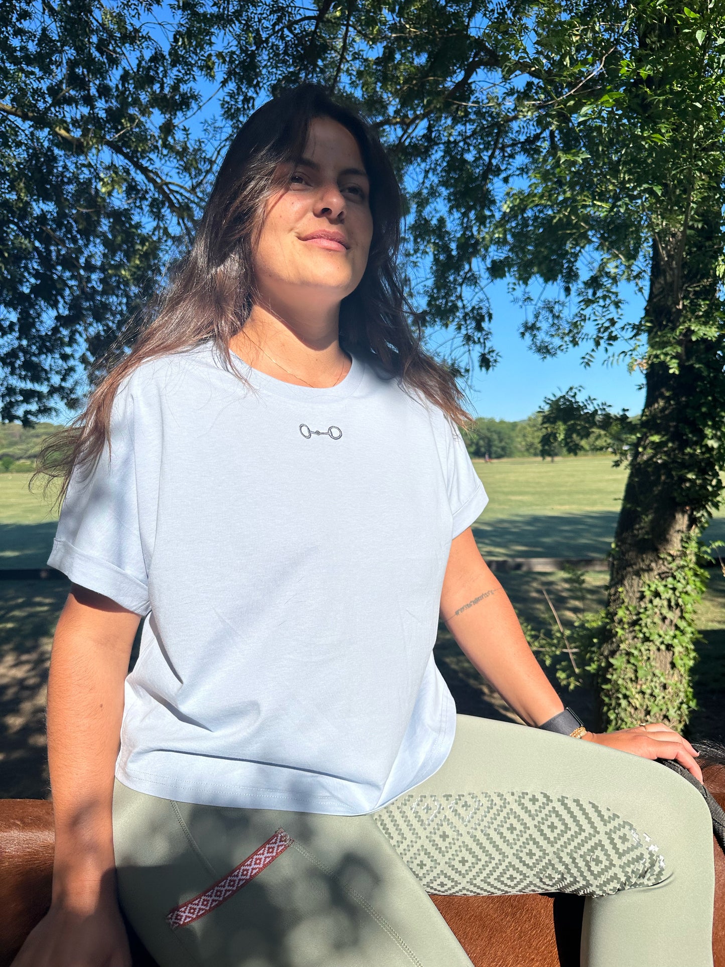 Tshirt équitation bleu ciel